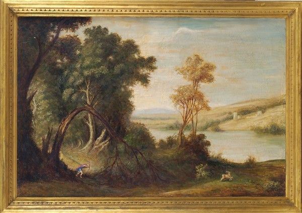 Paesaggio con scena di caccia