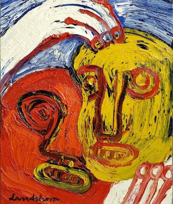 Bengt Lindstr&#246;m : Couple Solaire  (1975)  - Olio su tela - Auction Arte Moderna e Contemporanea Grafica ed Edizioni - Galleria Pananti Casa d'Aste
