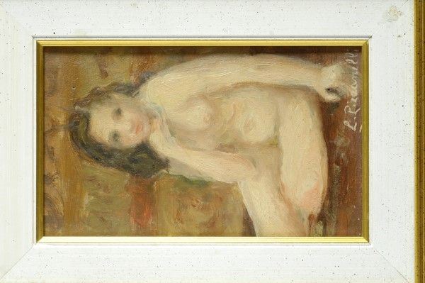 Ferruccio Pizzanelli : Studio di nudo  (1953)  - Olio su tavoletta - Asta Autori dell'800 e 900 - Galleria Pananti Casa d'Aste