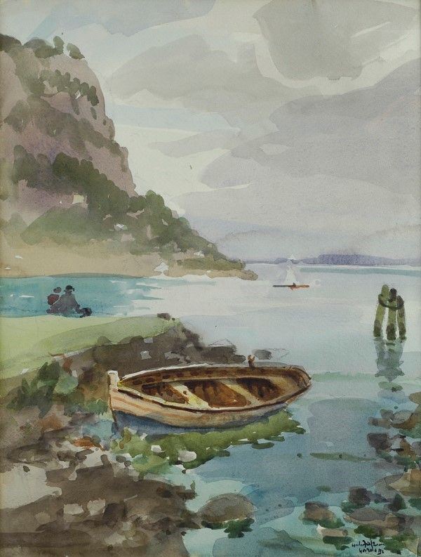 Giulio Falzoni : Lago di Garda  - Acquarello su carta - Auction Autori dell'800 e 900 - Galleria Pananti Casa d'Aste
