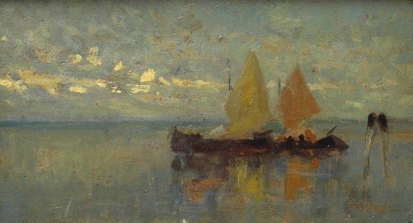 Attr. a Guglielmo Ciardi - Laguna a Venezia