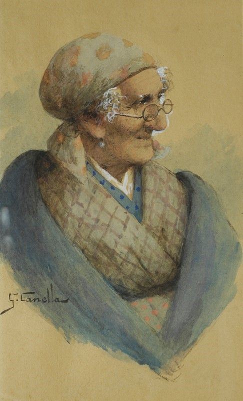 Giuseppe Canella : Ritratto di donna  - Acquarello su carta - Auction Autori dell'800 e 900 - Galleria Pananti Casa d'Aste