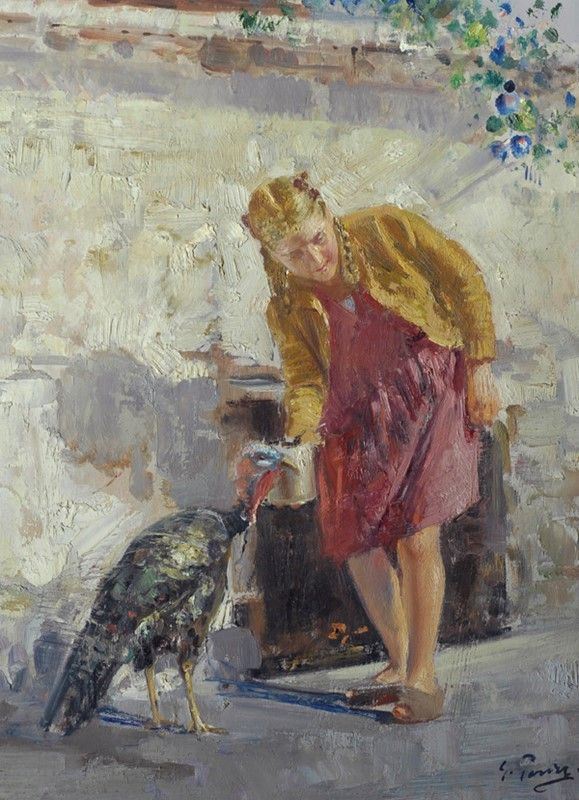 Giovanni Panza - Bimba con Tacchino