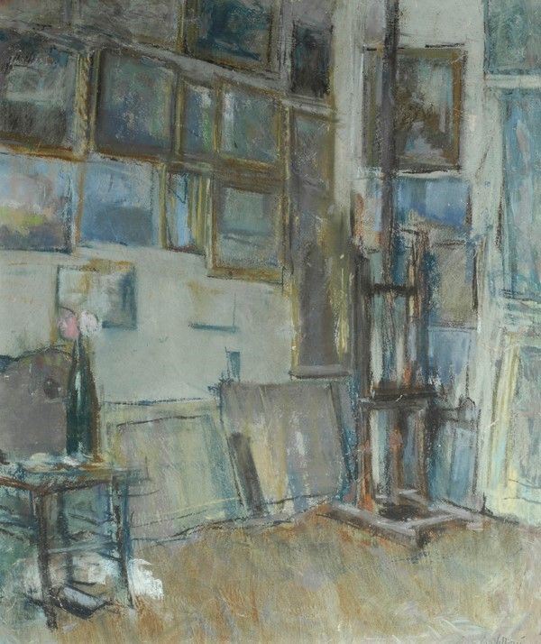 Gennaro Villani : Lo studio dell'artista  - Pastello su carta - Asta Autori dell'800 e 900 - Galleria Pananti Casa d'Aste