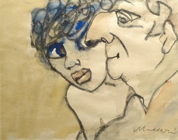 Mino Maccari : Volti  - Tecnica mista su carta - Asta Arte Moderna e Contemporanea Grafica ed Edizioni - Galleria Pananti Casa d'Aste
