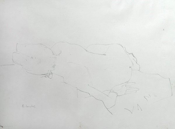 Emanuele Cavalli : Studio per nudo  - Penna biro su carta - Auction Autori dell'800 e 900 - Galleria Pananti Casa d'Aste