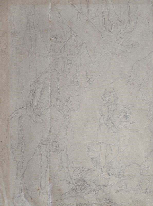 Luigi Bechi - Cimabue e Giotto (fronte e Retro)