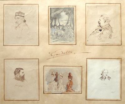 Quattro Caricature e Due Studi per Composizioni