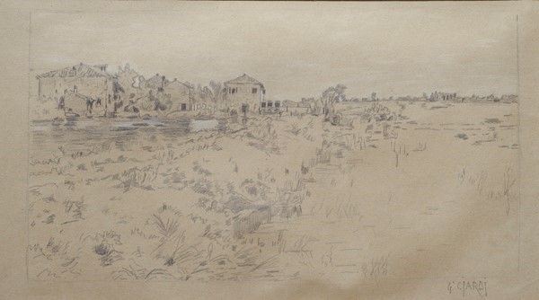 Guglielmo Ciardi - Paesaggio sul fiume