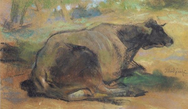 Silvio Bicchi : Mucca  - Pastelli su cartoncino - Asta Autori dell'800 e 900 - Galleria Pananti Casa d'Aste