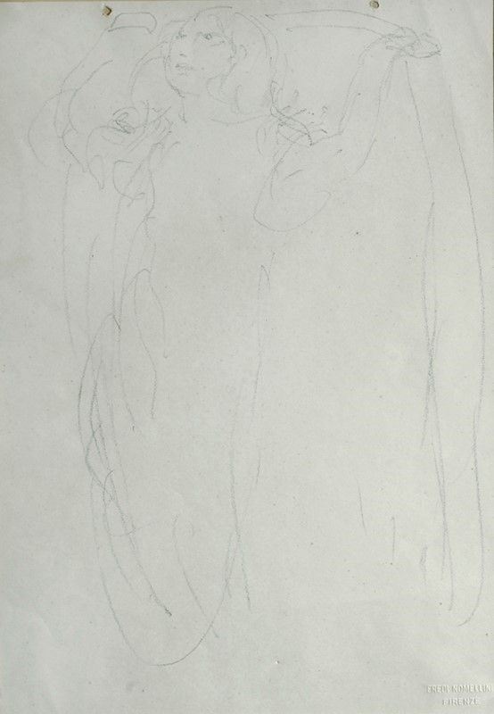 Plinio Nomellini - Figura di Donna con Mantello