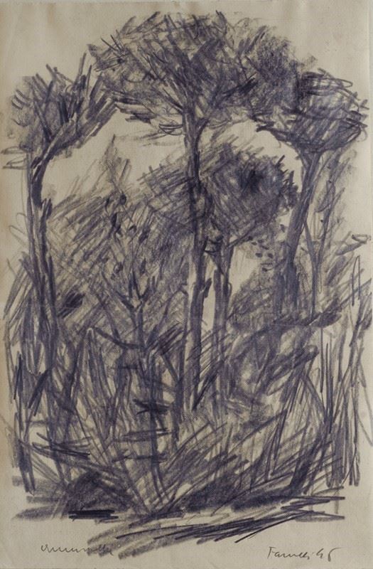 Fernando Farulli : Pines  (1946)  - Pencil on paper - Auction MODERN  ART - TUSCANY AUTHORS - Galleria Pananti Casa d'Aste