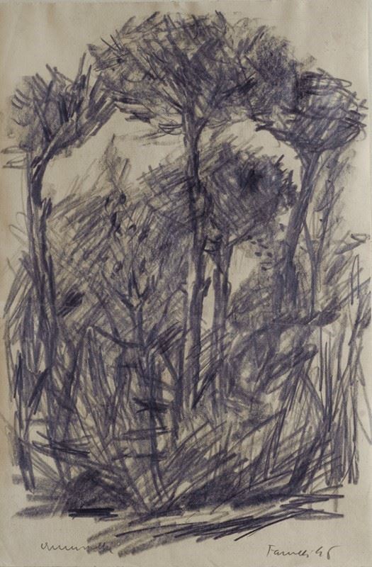 Fernando Farulli : Pini  (1946)  - Matita su carta - Asta ARTE MODERNA - AUTORI TOSCANI - Galleria Pananti Casa d'Aste