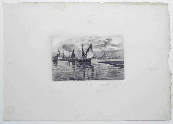 Giuseppe Miti Zanetti - Barche in Laguna