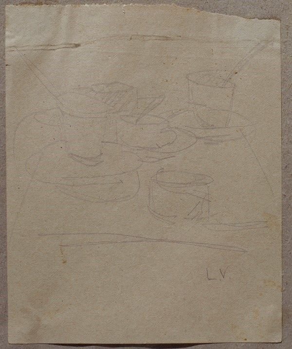 Lorenzo Viani : Tazzine  (1926-27)  - Matita su carta - Asta Autori dell'800 e 900 - Galleria Pananti Casa d'Aste