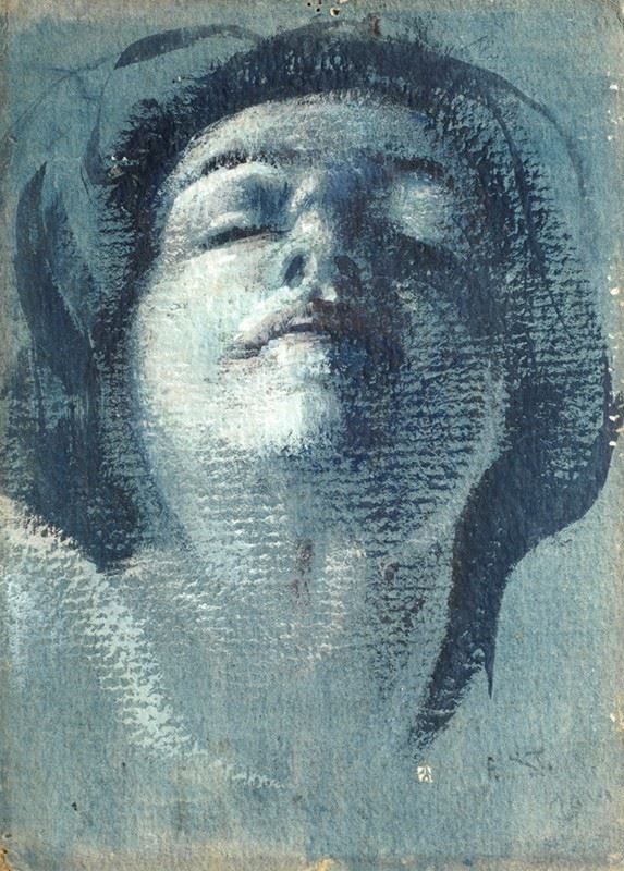 Anonimo, XX sec. : Volto  (1916)  - Tecnica mista su cartoncino - Auction Autori dell'800 e 900 - Galleria Pananti Casa d'Aste