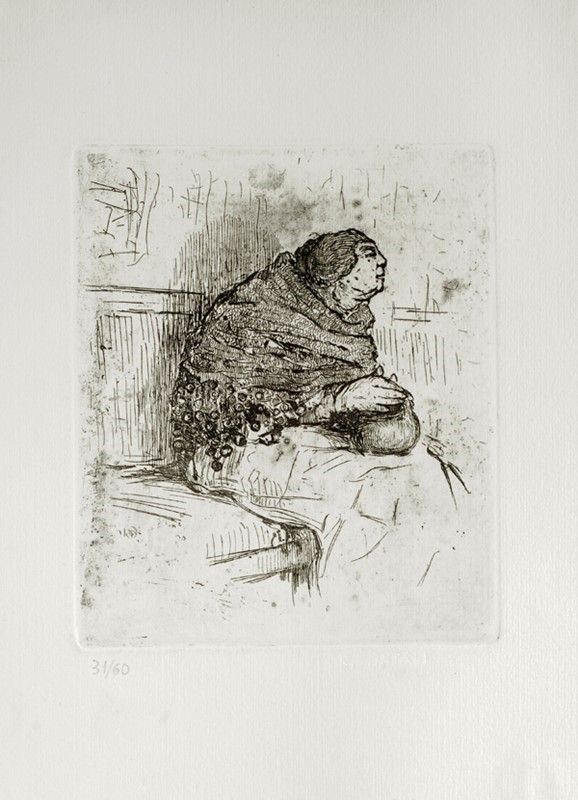 Renato Natali : Attesa  - Acquaforte - Auction Autori dell'800 e 900 - Galleria Pananti Casa d'Aste