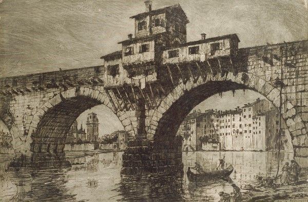 E. Fagiuoli : Ponte della pietra a Verona  (1916)  - Acquaforte - Auction Autori dell'800 e 900 - Galleria Pananti Casa d'Aste