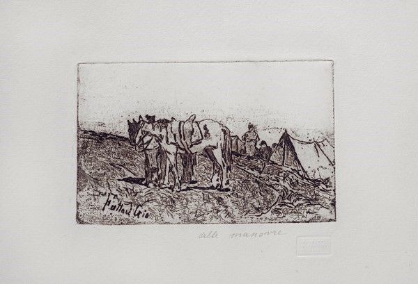 Giovanni Fattori : Alle manovre  - Acquaforte - Auction Autori dell'800 e 900 - Galleria Pananti Casa d'Aste