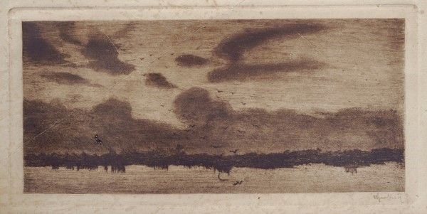 Vittore Grubicy de Dragon : A sera  - Acquaforte - Auction Autori dell'800-900, Arte Moderna e Contemporanea, Grafica ed Edizioni - Galleria Pananti Casa d'Aste