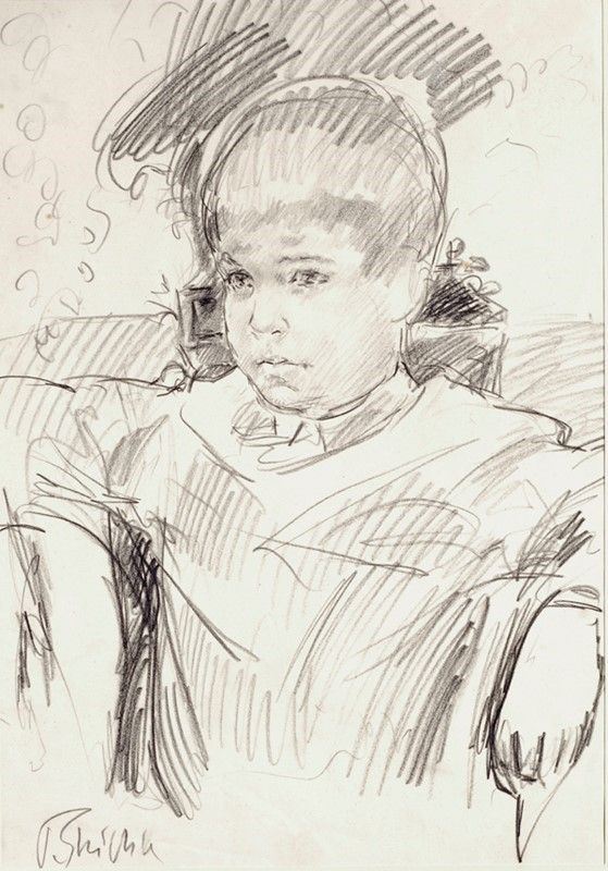 Paulo Ghiglia : Bambino  - Matita su carta - Asta Autori dell'800-900, Arte Moderna e Contemporanea, Grafica ed Edizioni - Galleria Pananti Casa d'Aste