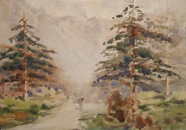 Pio Rossi - Sentiero in Val cimoliana (fronte); Villaggio di pescatori (retro)