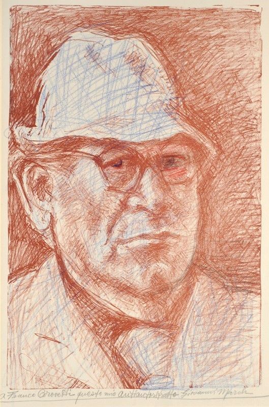 Giovanni March : Autoritratto  - Matite su base litografica - Auction ASTA A TEMPO - Autori dell'800-900, Moderni e Contemporanei, Grafica ed Edizioni - I - Galleria Pananti Casa d'Aste