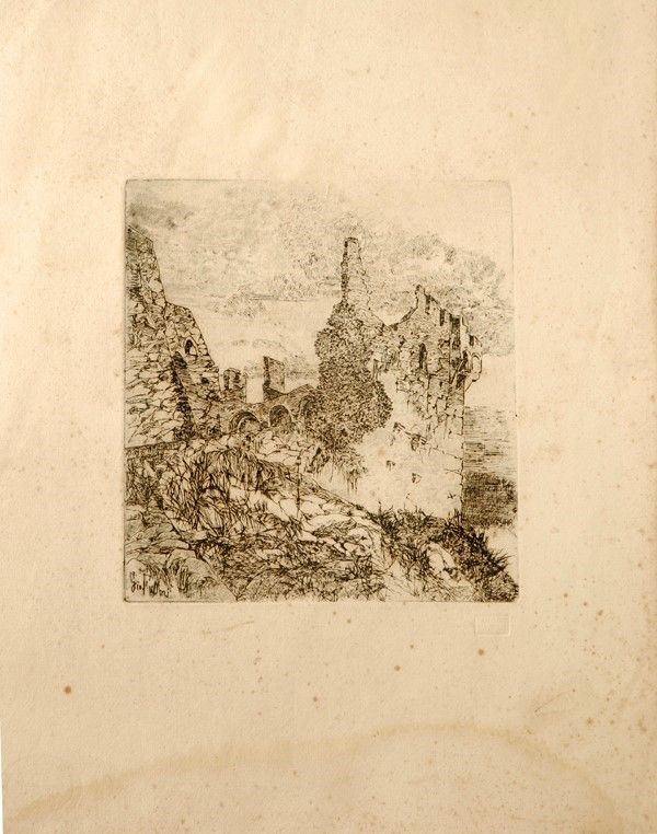 Giovanni Fattori : Rovine del Castello di Vincigliata  - Acquaforte - Auction Autori dell'800 e 900 - Galleria Pananti Casa d'Aste
