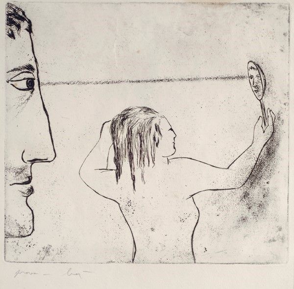 Enrico Baj : Lo specchio  (1959)  - Acquaforte - Asta Autori dell'800-900, Arte Moderna e Contemporanea, Grafica ed Edizioni - Galleria Pananti Casa d'Aste
