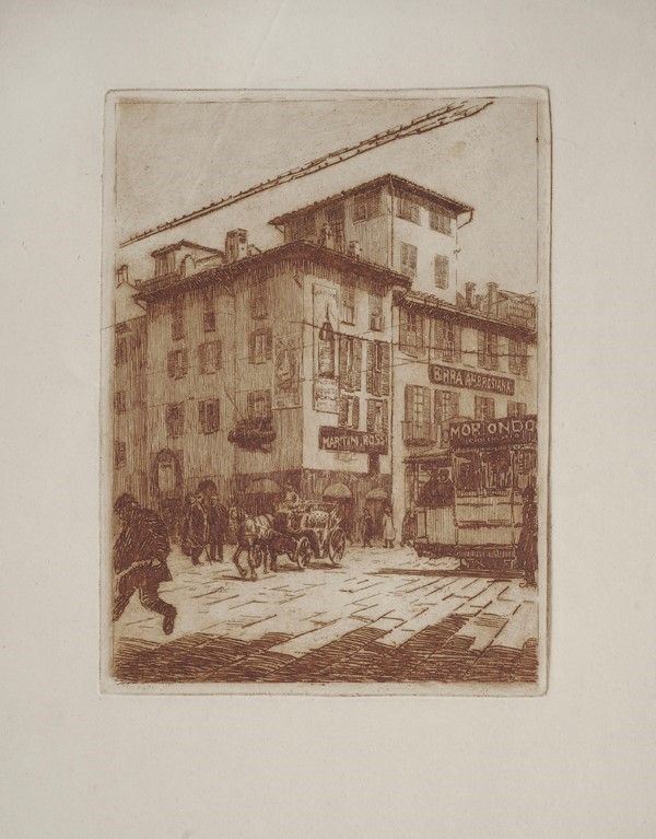 Anonimo, XX sec. - Scorcio di piazza