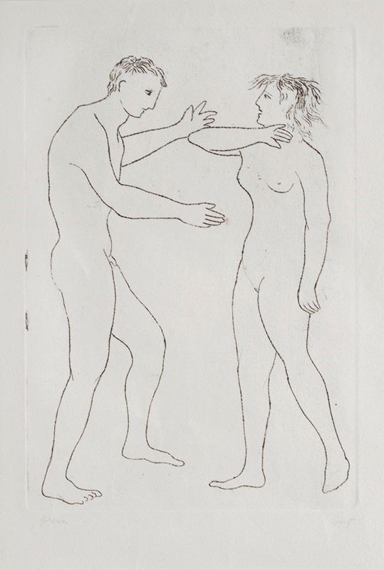 Enrico Baj : La coppia  (1952-53)  - Acquaforte - Auction Autori dell'800-900, Arte Moderna e Contemporanea, Grafica ed Edizioni - Galleria Pananti Casa d'Aste