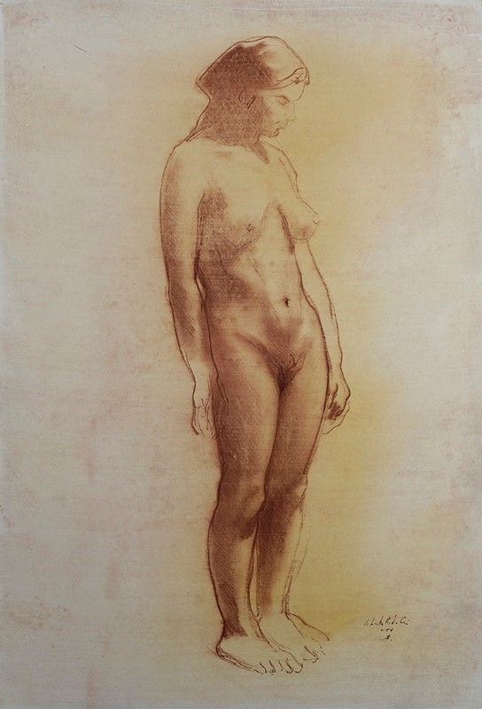 Silvestro Pistolesi : Niao  (1970)  - Sanguigna - Asta Autori dell'800-900, Arte Moderna e Contemporanea, Grafica ed Edizioni - Galleria Pananti Casa d'Aste