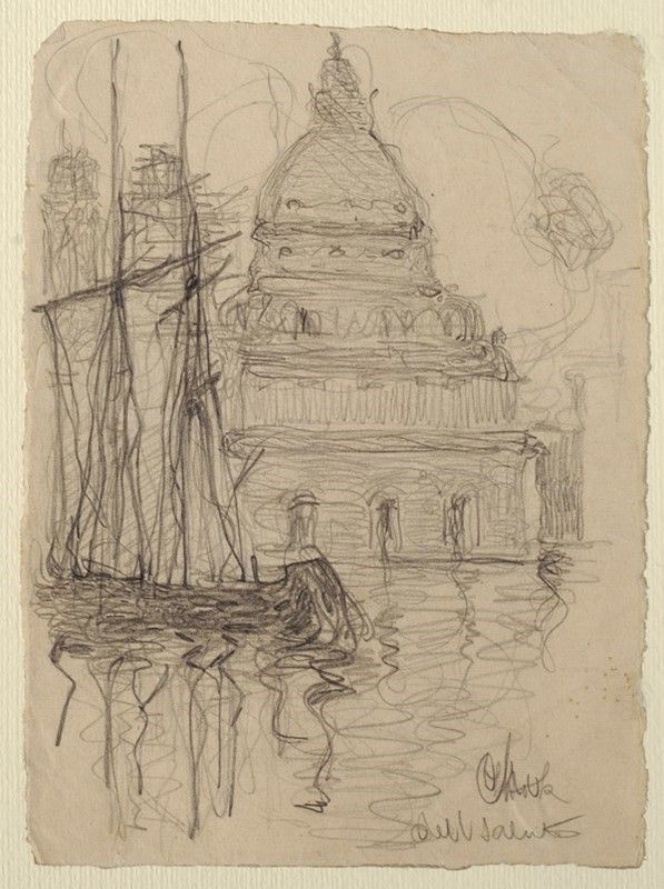 G. Baracchini : Santa Maria della Salute  - Matita su carta - Auction ASTA A TEMPO - Autori dell'800-900, Moderni e Contemporanei, Grafica ed Edizioni - I - Galleria Pananti Casa d'Aste