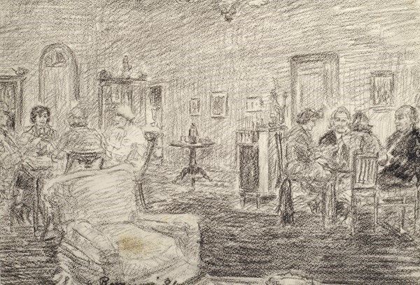 Guido Borgianni : Il torneo di carte  (1981)  - Matita su carta - Auction STORART: Dipinti, oggetti, arredi dal XVII al XX sec. - II - Galleria Pananti Casa d'Aste
