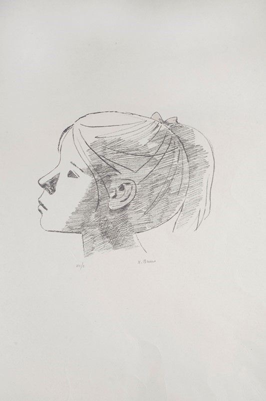 Xavier Bueno : Volto di bambina  - Litografia - Auction Autori dell'800-900, Arte Moderna e Contemporanea, Grafica ed Edizioni - Galleria Pananti Casa d'Aste