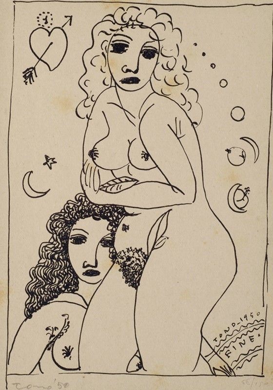 Tono Zancanaro : Nudi  (1950)  - Litografia - Asta Opere grafiche del XIX e XX sec. - Galleria Pananti Casa d'Aste