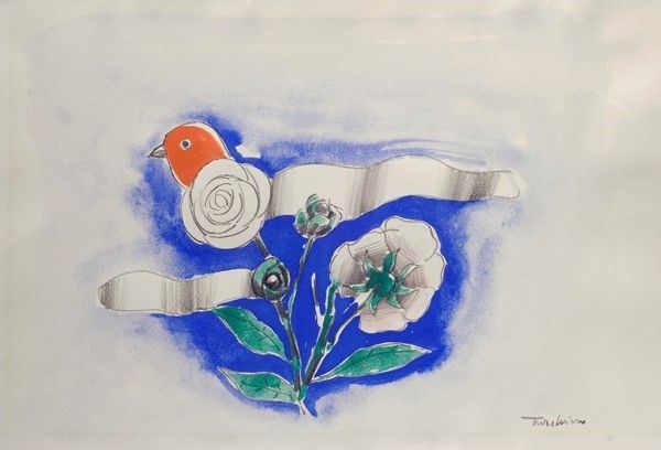 Aldo Turchiaro : Senza titolo  - Tecnica mista su carta - Asta Autori dell'800-900, Arte Moderna e Contemporanea, Grafica ed Edizioni - Galleria Pananti Casa d'Aste