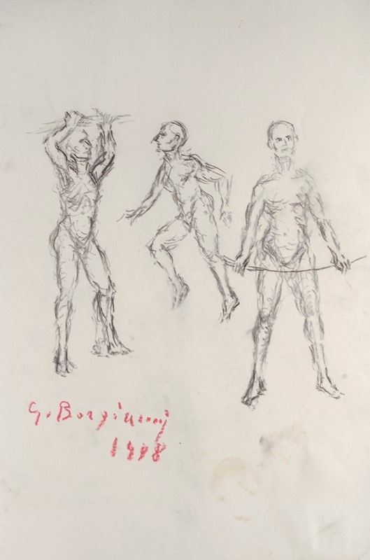 Guido Borgianni : Figure  (1998)  - Matita su carta - Asta Opere grafiche del XIX e XX sec. - Galleria Pananti Casa d'Aste