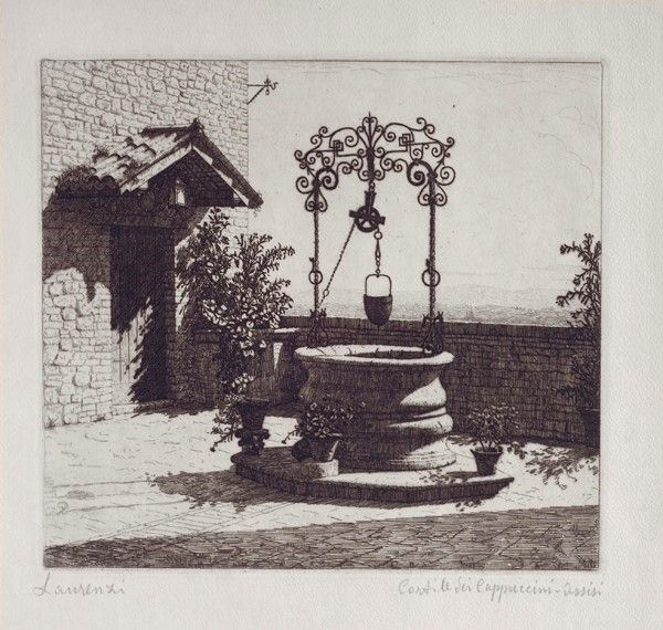 Laurenzio Laurenzi : Cortile dei Cappuccini  - Acquaforte - Asta ASTA A TEMPO - Autori dell'800-900, Moderni e Contemporanei, Grafica ed Edizioni - I - Galleria Pananti Casa d'Aste