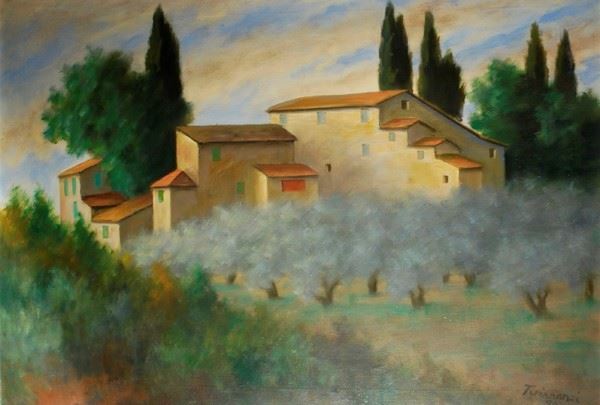 Nino Tirinnanzi : Paesaggio  (1987)  - Olio su tela - Asta Autori dell'800-900, Moderni e Contemporanei, Grafica ed Edizioni - I - Galleria Pananti Casa d'Aste