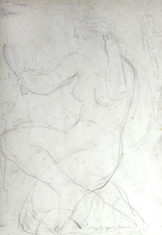 Ugo Capocchini : Nudo  - Matita su carta - Asta Autori dell'800 e 900 - Galleria Pananti Casa d'Aste