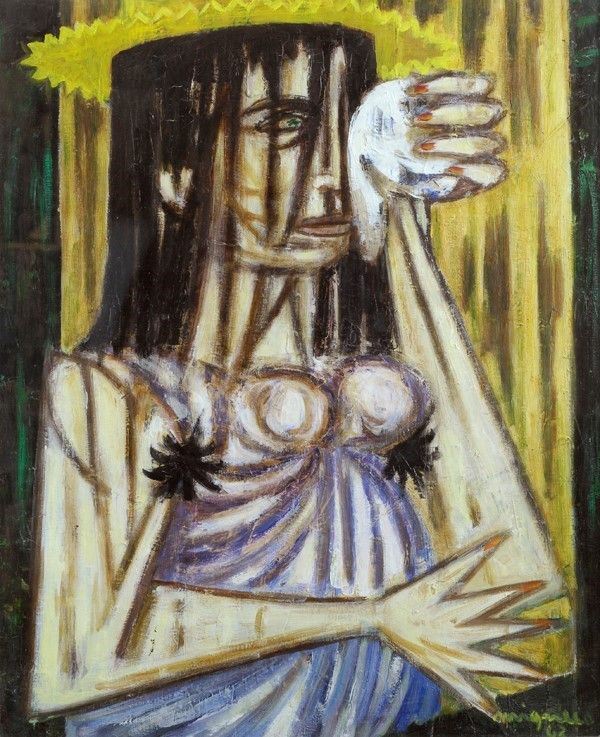 Giuseppe Migneco : Donna piangente  (1942)  - Olio su tela - Asta Arte Moderna e Contemporanea Grafica ed Edizioni - Galleria Pananti Casa d'Aste