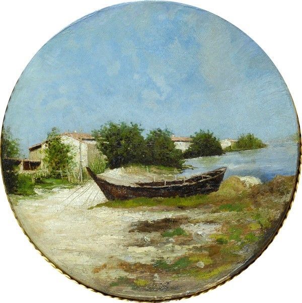 Luigi Lombardi : Barca in secca  - olio su tela - Asta Autori dell'800 e 900 - Galleria Pananti Casa d'Aste