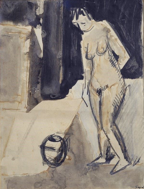 Mario Sironi - Nudo femminile in un interno