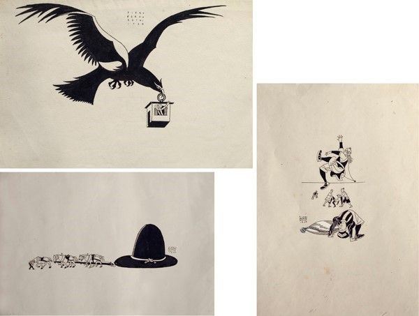 Piero Bernardini - Cappello Gigante; Aquila; Contorsionista