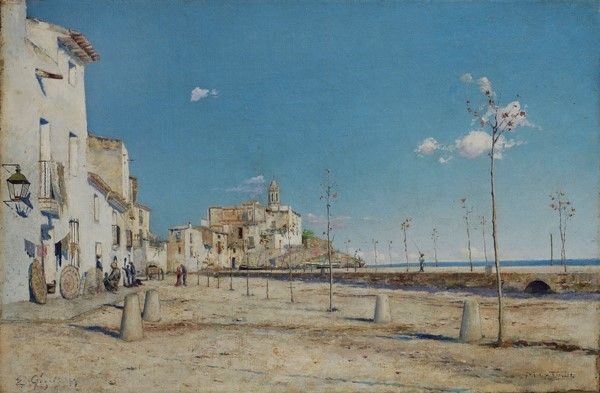 Anonimo, XIX sec. - Veduta di Mentone