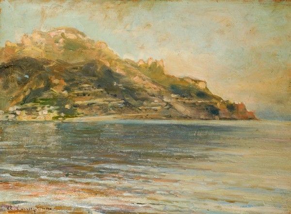 Alceste Campriani : Golfo di Napoli  - Olio su compensato - Asta Autori dell'800 e 900 - Galleria Pananti Casa d'Aste
