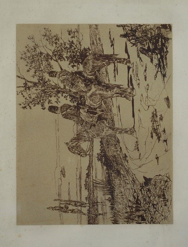 Giovanni Fattori : Granatiere che impugna il fucile  - Litografia - Auction Autori dell'800 e 900 - Galleria Pananti Casa d'Aste