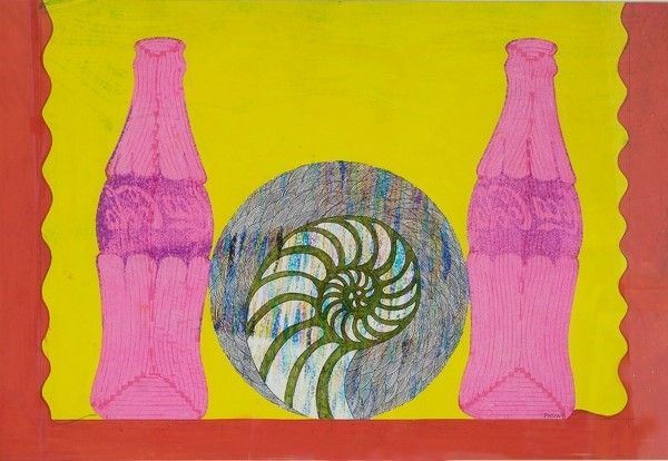 Andrea Picini : Coca Cola con lumaca 2  - Tecnica mista su carta - Asta Arte Moderna e Contemporanea Grafica ed Edizioni - Galleria Pananti Casa d'Aste