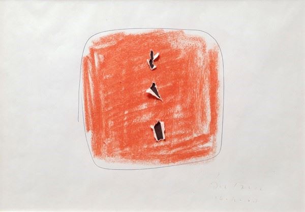 Lucio Fontana : Concetto Spaziale  (1967)  - Pastello, inchiostro e strappi su carta - Asta Arte Moderna e Contemporanea - III - Galleria Pananti Casa d'Aste